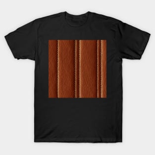 Brown Imitation leather with stitching, natural and ecological leather print #21 T-Shirt